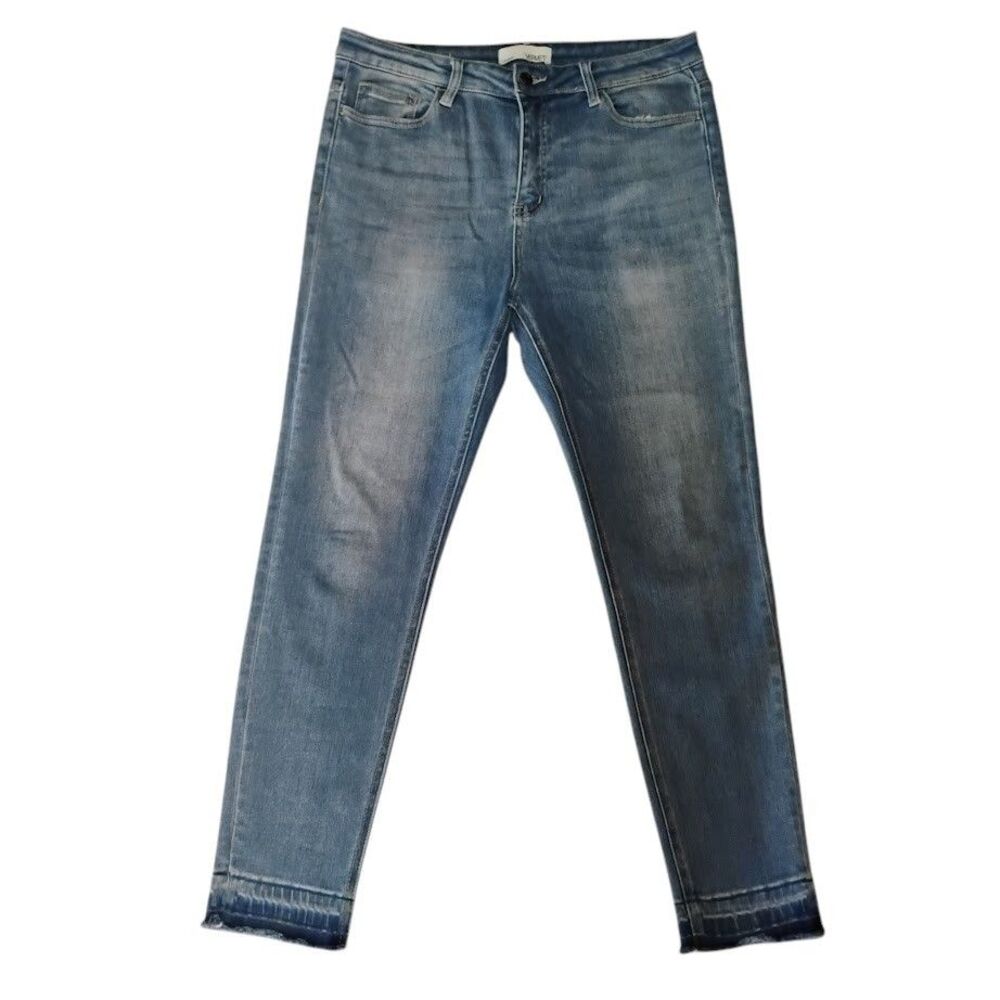 VERVET High Rise Skinny Jeans Womens 31 Med Wash Frayed Hem V2950 Stretch Denim